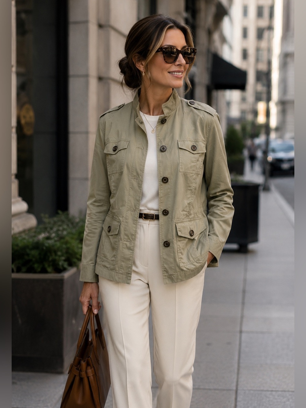 Banana Republic Khaki Tan Women's Safari Military Field Jacket L